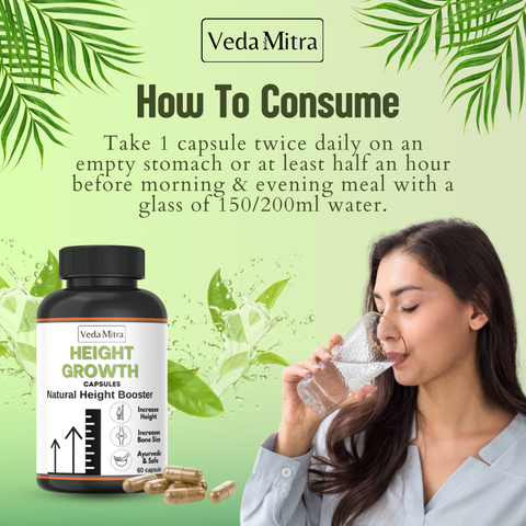 Vedamitra Height Grow – Doctor-Recommended Ayurvedic Height Growth Capsules (30 Days Pack).